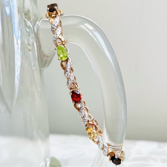 Gemstone Gold Vermeil 925 Sterling Silver Bracelet - Picture 1 of 10